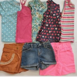 Girls Youth Size 6 & 6X Bundle 5 tops 3 Shorts Lands' End Gymboree One Kid Place